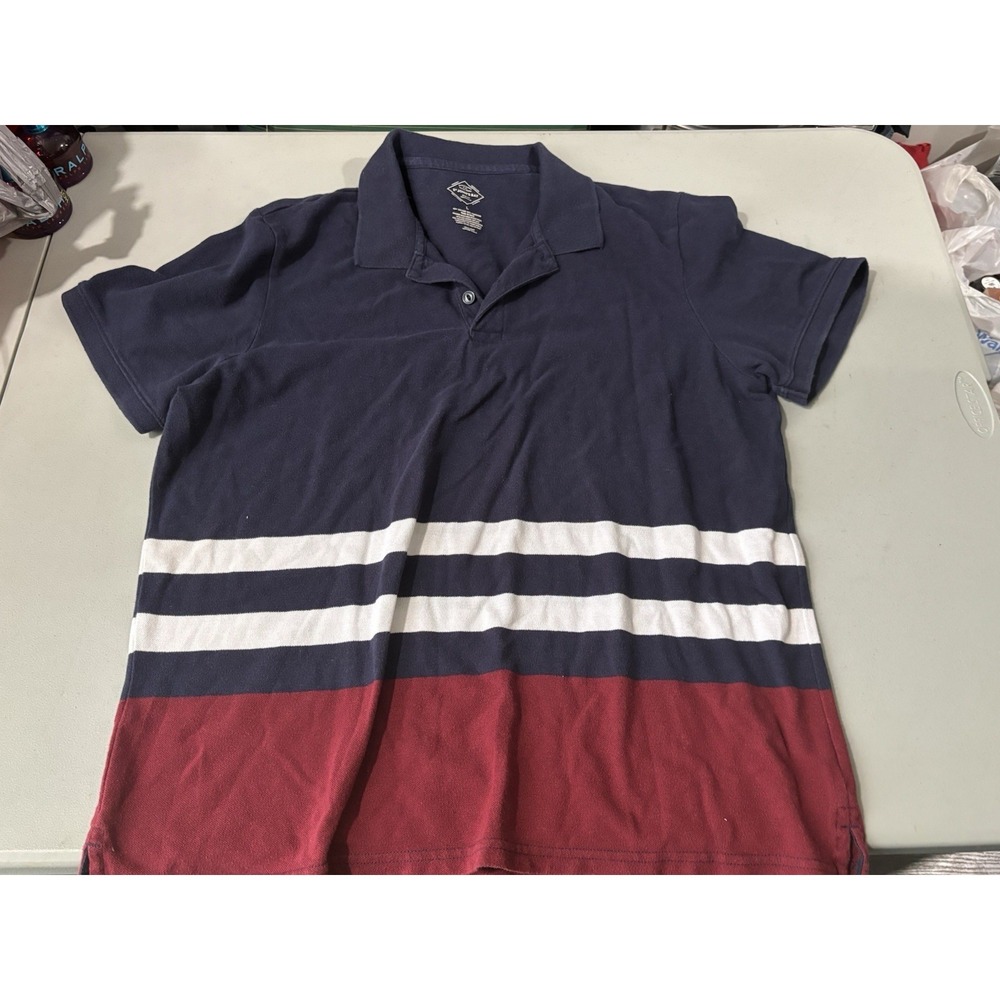 Mens St Johns Bay Navy White‎ Colorblck Short Sleeve Polo L